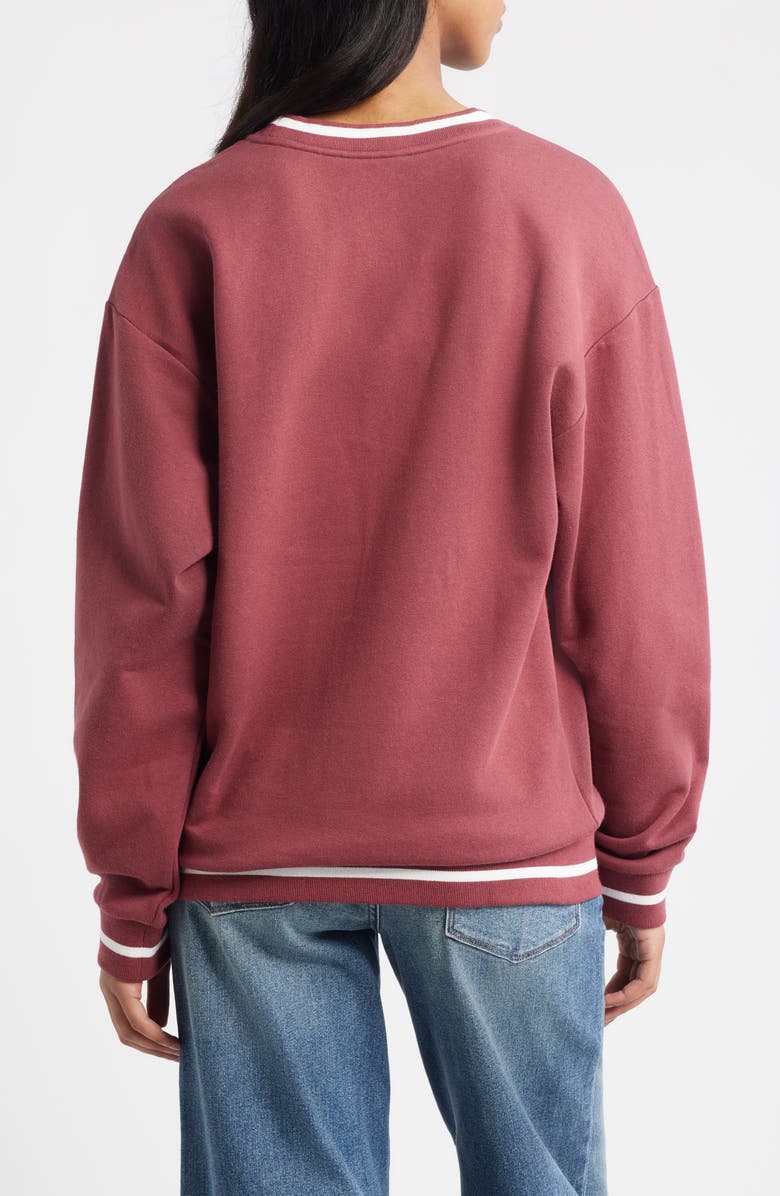 GOLDEN HOUR Go Team Embroidered Relaxed Fit Cotton Blend Sweatshirt, Alternate, color, Bright White/Oxblood Red