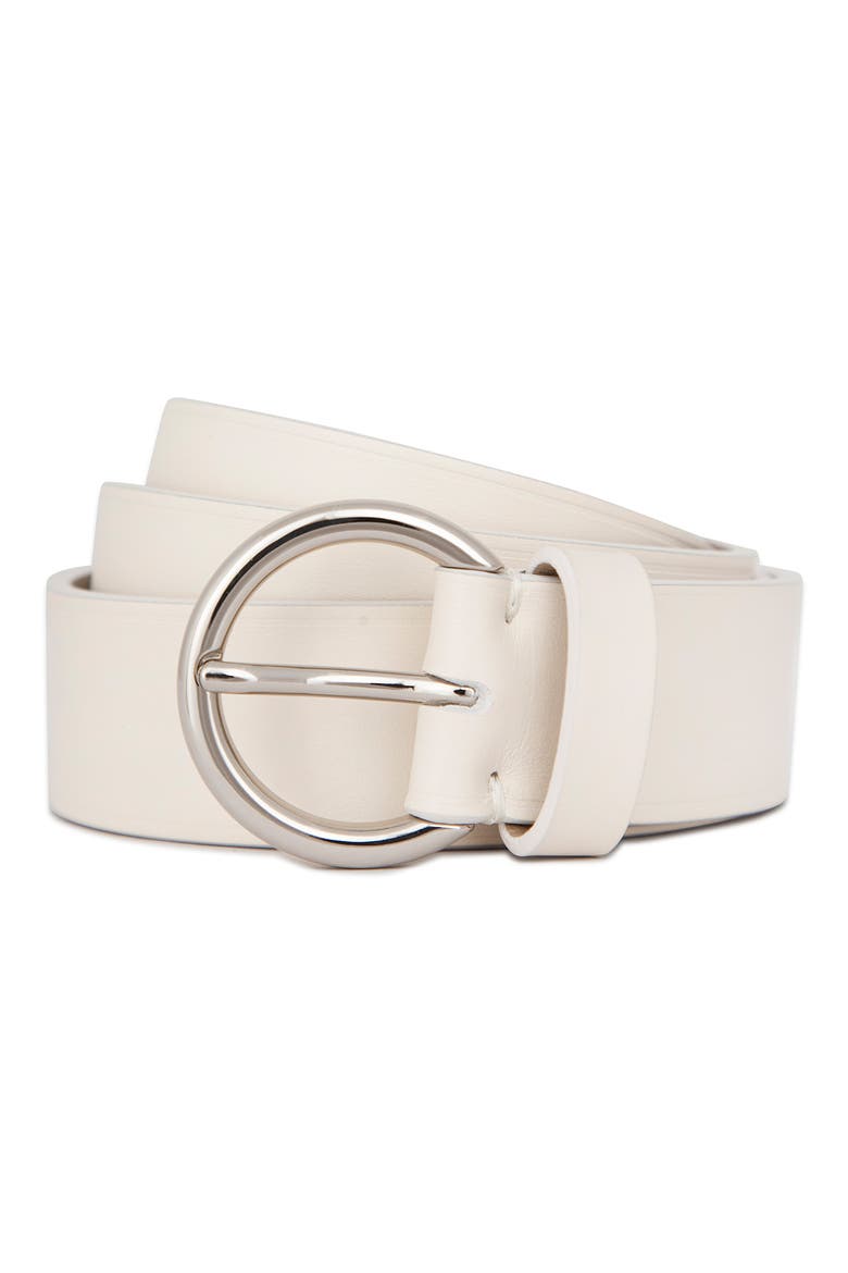 Flat Ring Leather Belt, Main, color, MILK