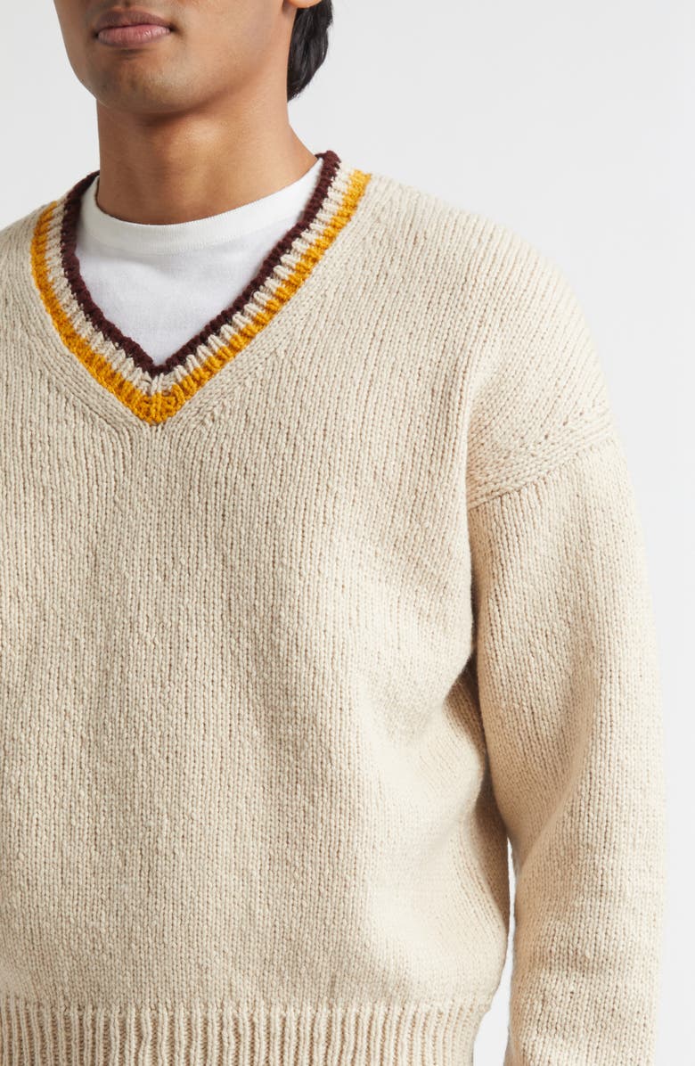 VISVIM College Wool & Cashmere V-Neck Sweater, Alternate, color, Ivory