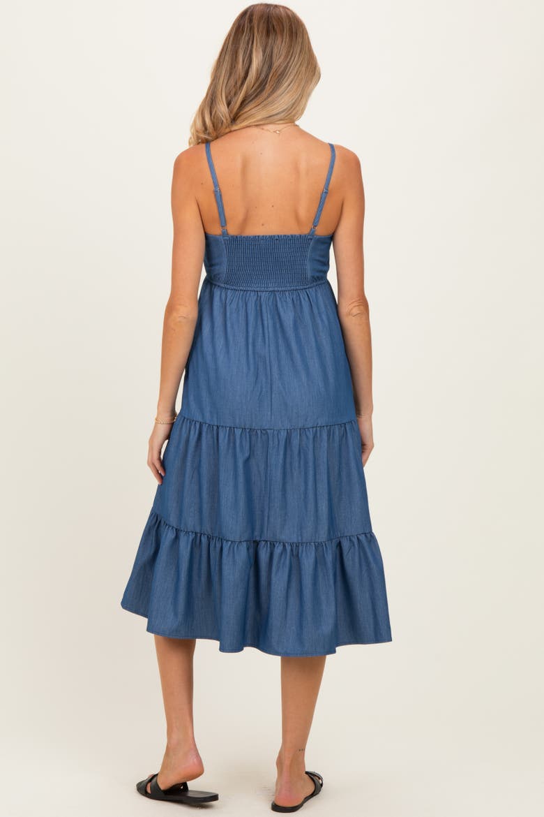 Tiered Sleeveless Midi Dress, Alternate, color, Denim