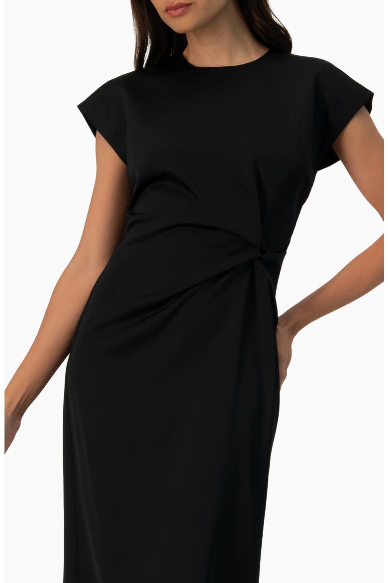 Off-Shoulder Straight Satin Dress with Side Knot, Alternate, color, Black