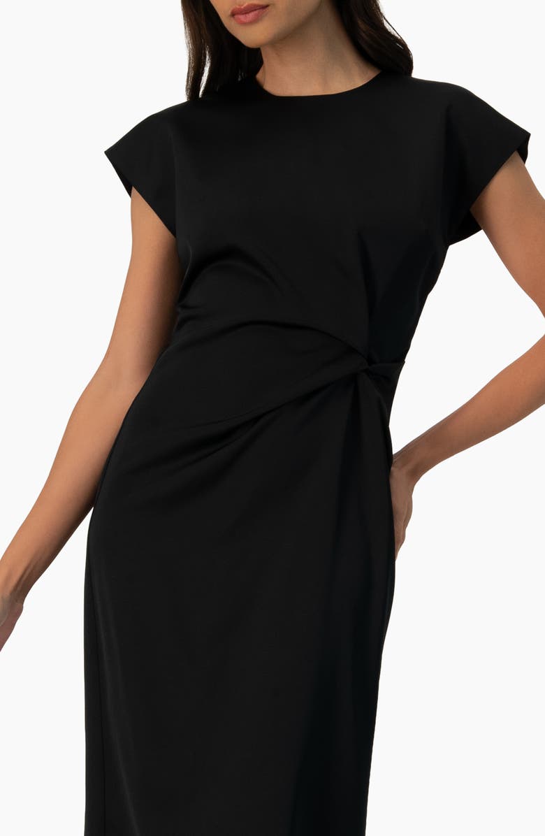 IVONNE Off-Shoulder Straight Satin Dress with Side Knot, Alternate, color, Black