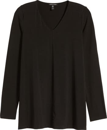 Eileen Fisher  V-Neck Tunic レディース シャツ トップス Black Eileen Fisher Long Sleeve V-Neck Tunic Top | Nordstrom