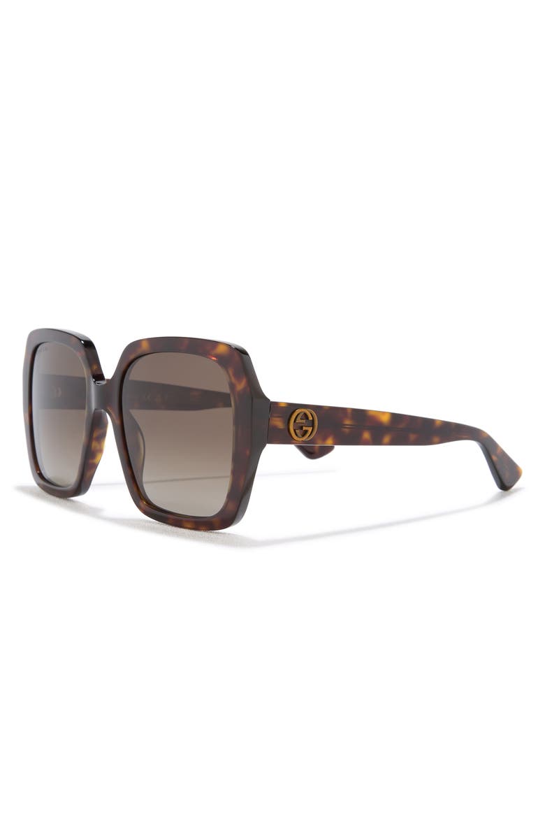 Gucci Core 54mm Square Sunglasses, Alternate, color, Shiny Dark Havana