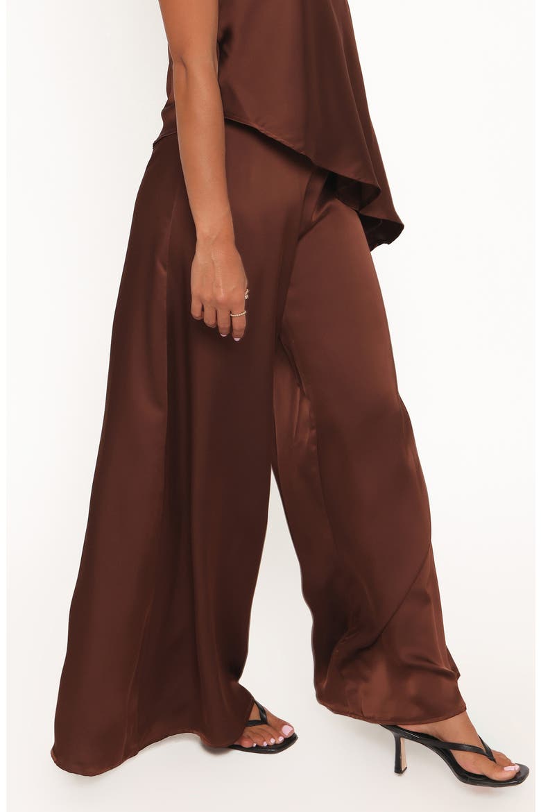 Charmer Wide Leg Satin Pants, Alternate, color, DARK BROWN