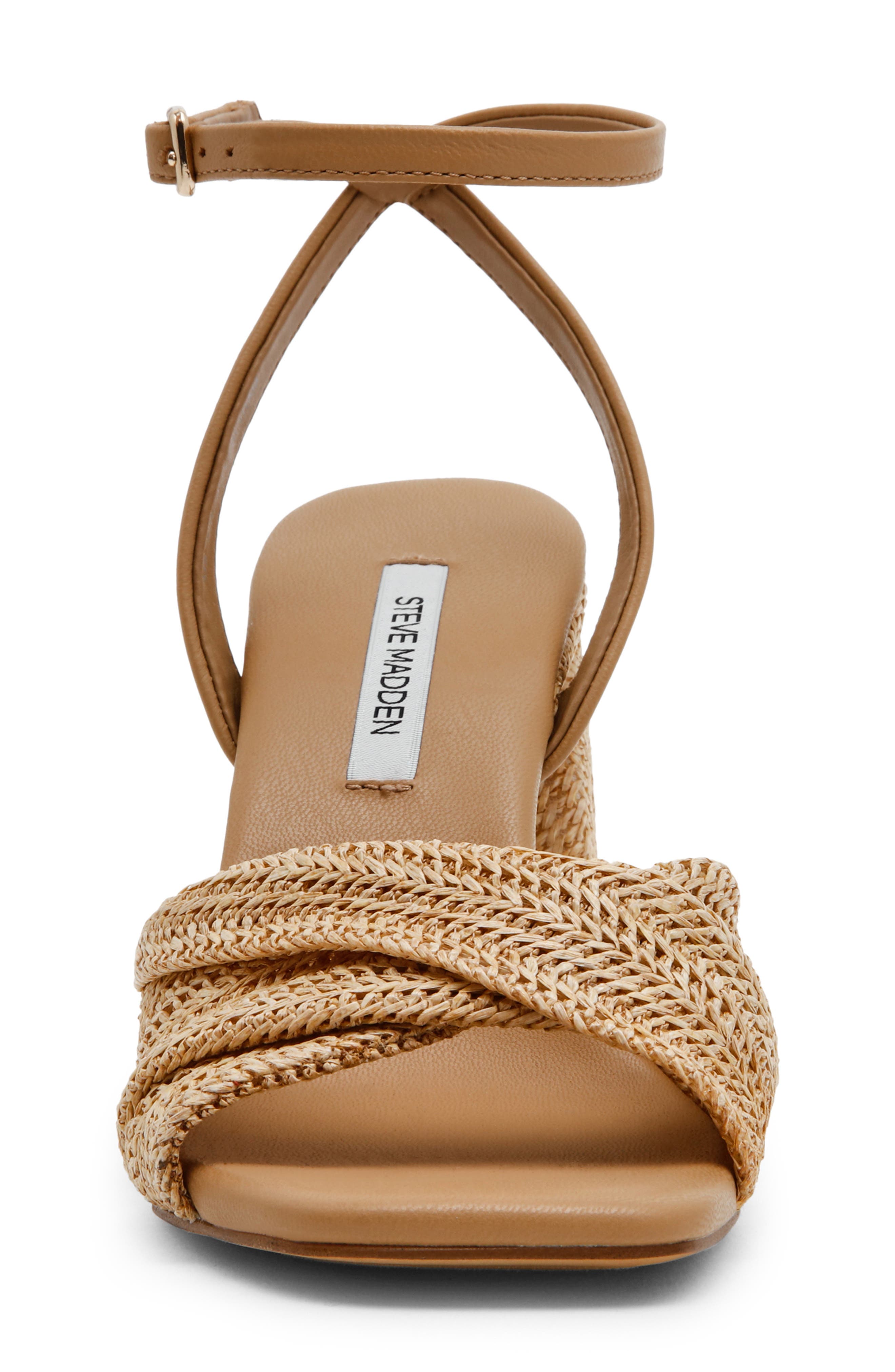 Steve Madden Mandy Ankle Strap Sandal, Alternate, color, Raffia