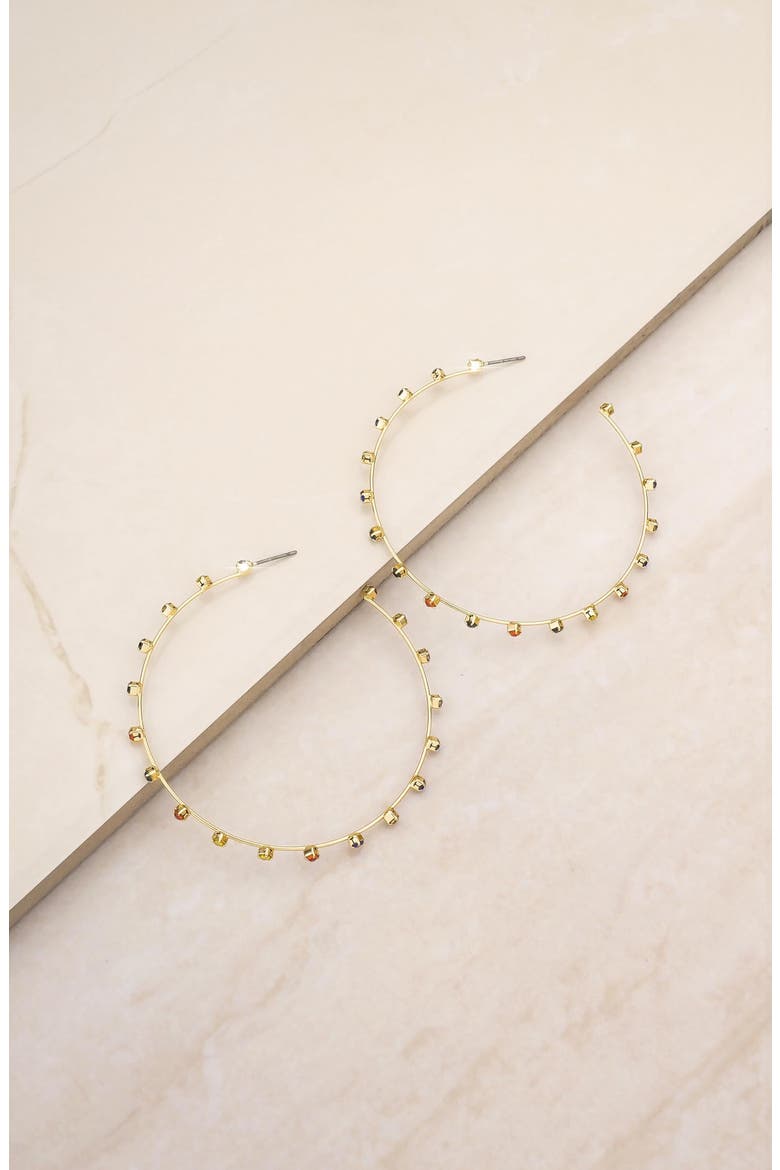 Rainbow Crystal Hoop Earrings, Alternate, color, GOLD