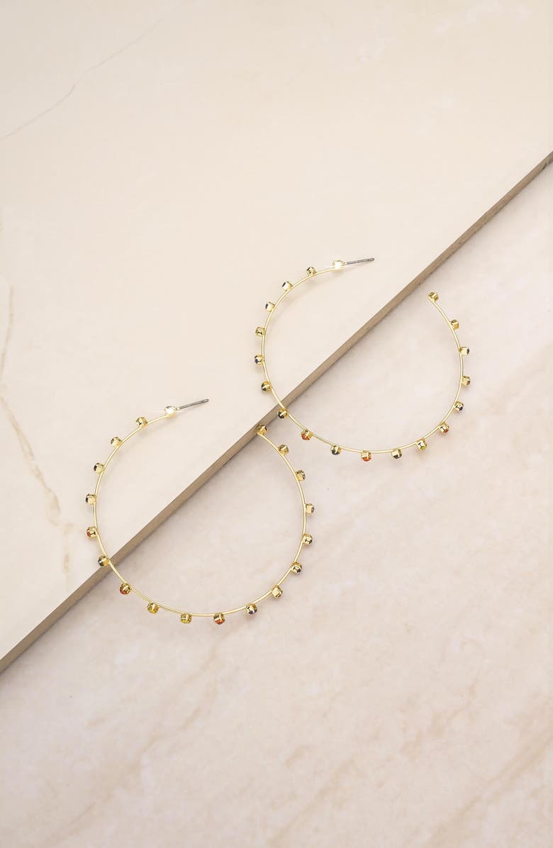 Ettika Rainbow Crystal Hoop Earrings, Alternate, color, 