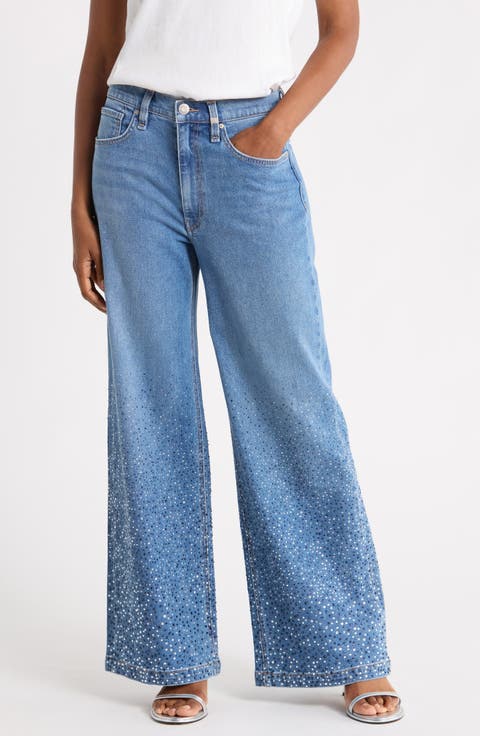 Jodie Embellished High Waist Wide Leg Jeans