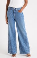 Hudson Jeans Jodie Embellished High Waist Wide Leg Jeans