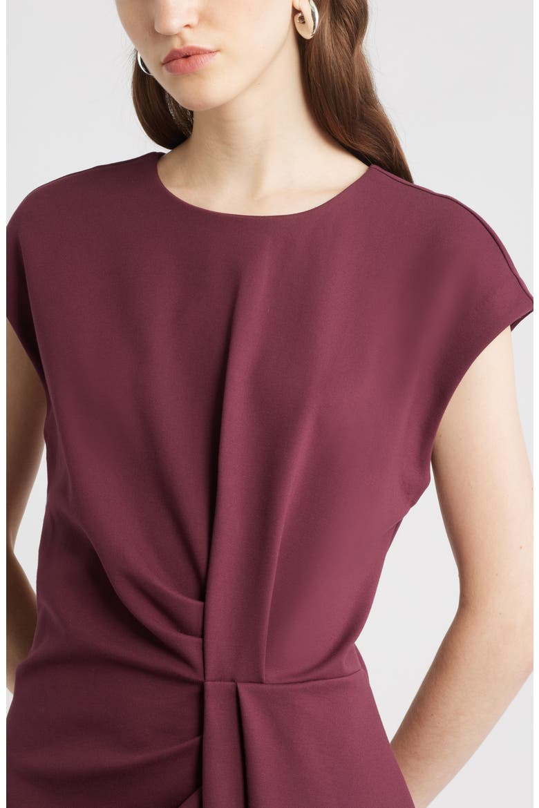Pleated Ponte Minidress, Alternate, color, BURGUNDY ROYALE