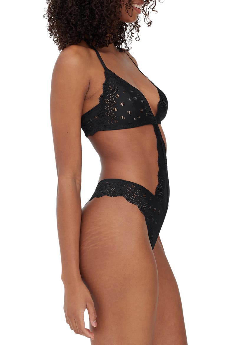 Smitten Lace Teddy, Alternate, color, BLACK