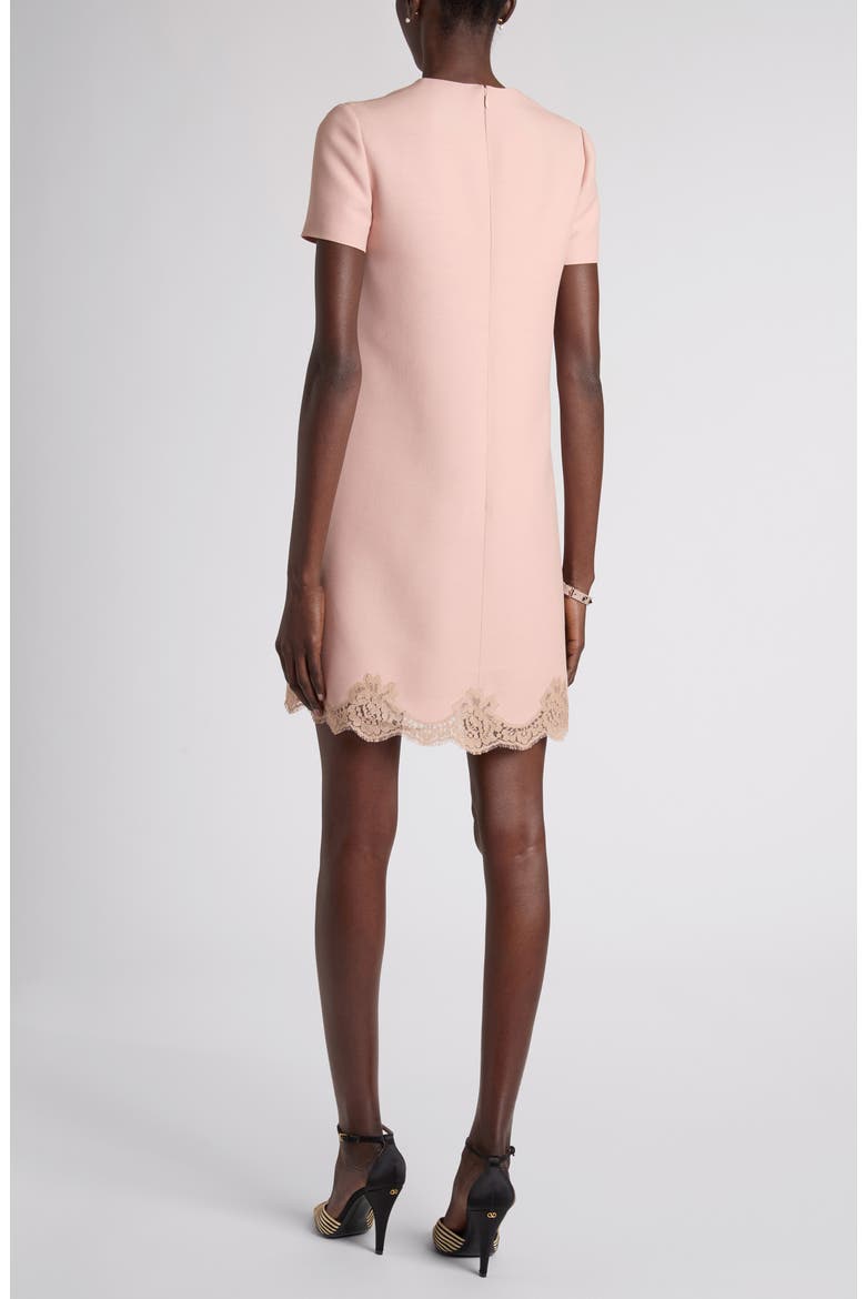 Lace Trim Virgin Wool & Silk Crepe Shift Minidress, Alternate, color, ROSE