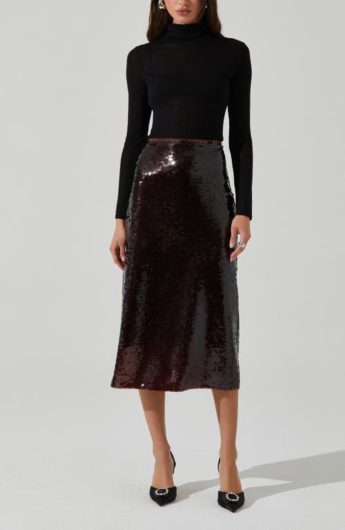 Astr The Label Dova Sequin Midi Skirt In Brown