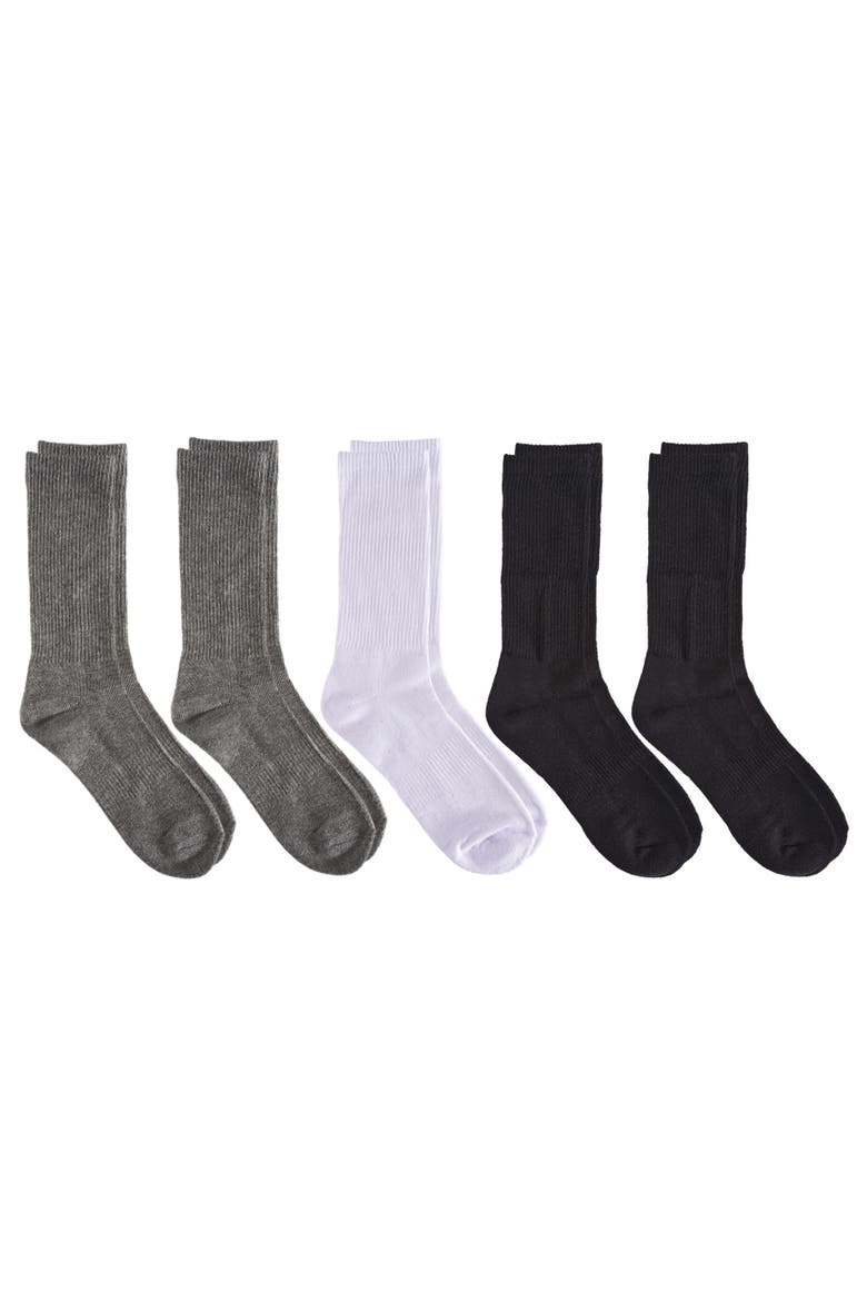 Organic Cotton Half Cushion Crew Sock 5-Pack, Alternate, color, Grey White Black