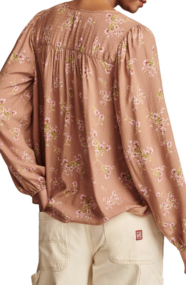 Lucky Brand Floral Split Neck Peasant Top, Alternate, color,