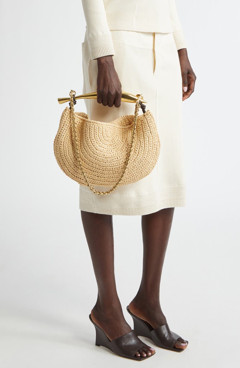 Bottega Veneta Small Sardine Crochet Raffia Top Handle Bag, Alternate, color,