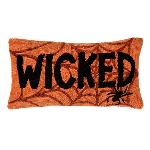 Wicked Spider Web Halloween Hooked Lumbar Accent Pillow