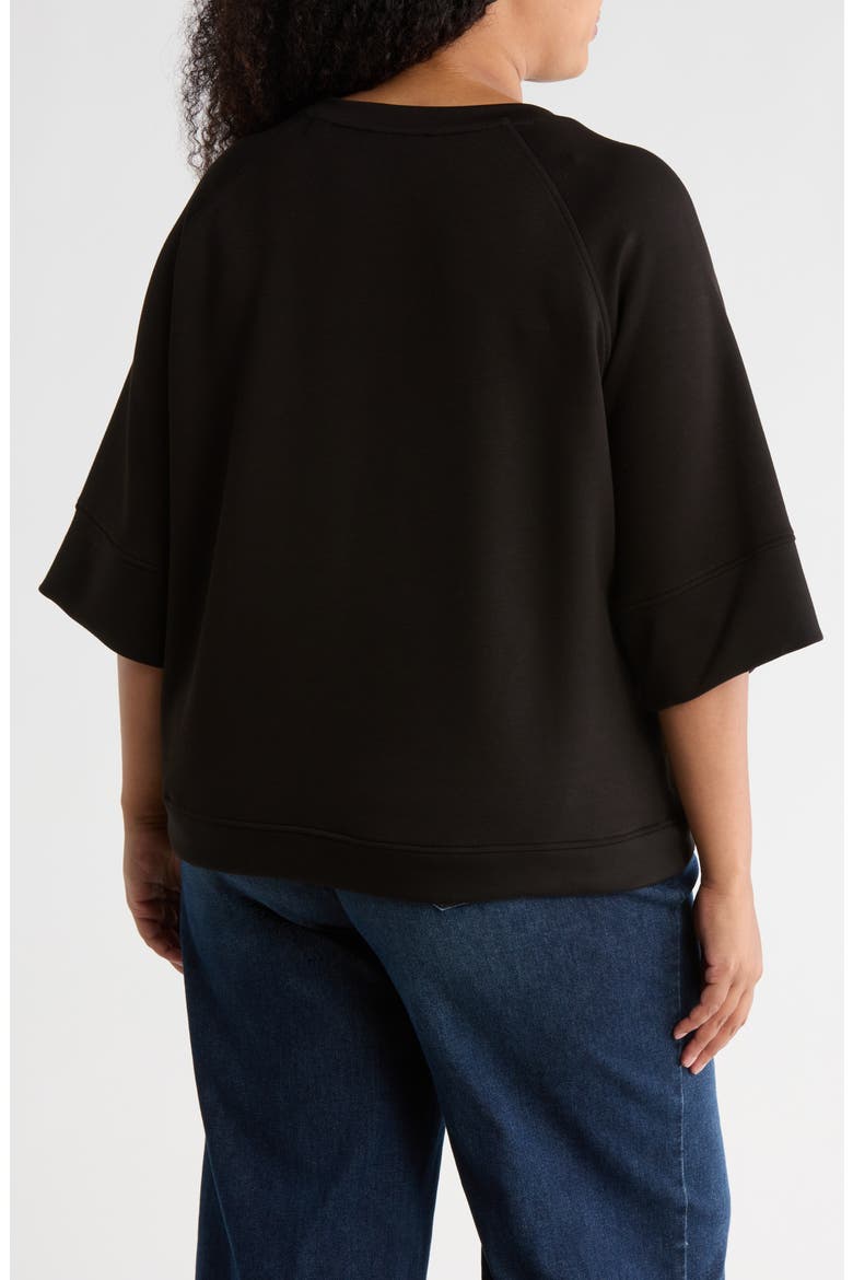 Three-Quarter Sleeve Scuba Top, Alternate, color, BLACK