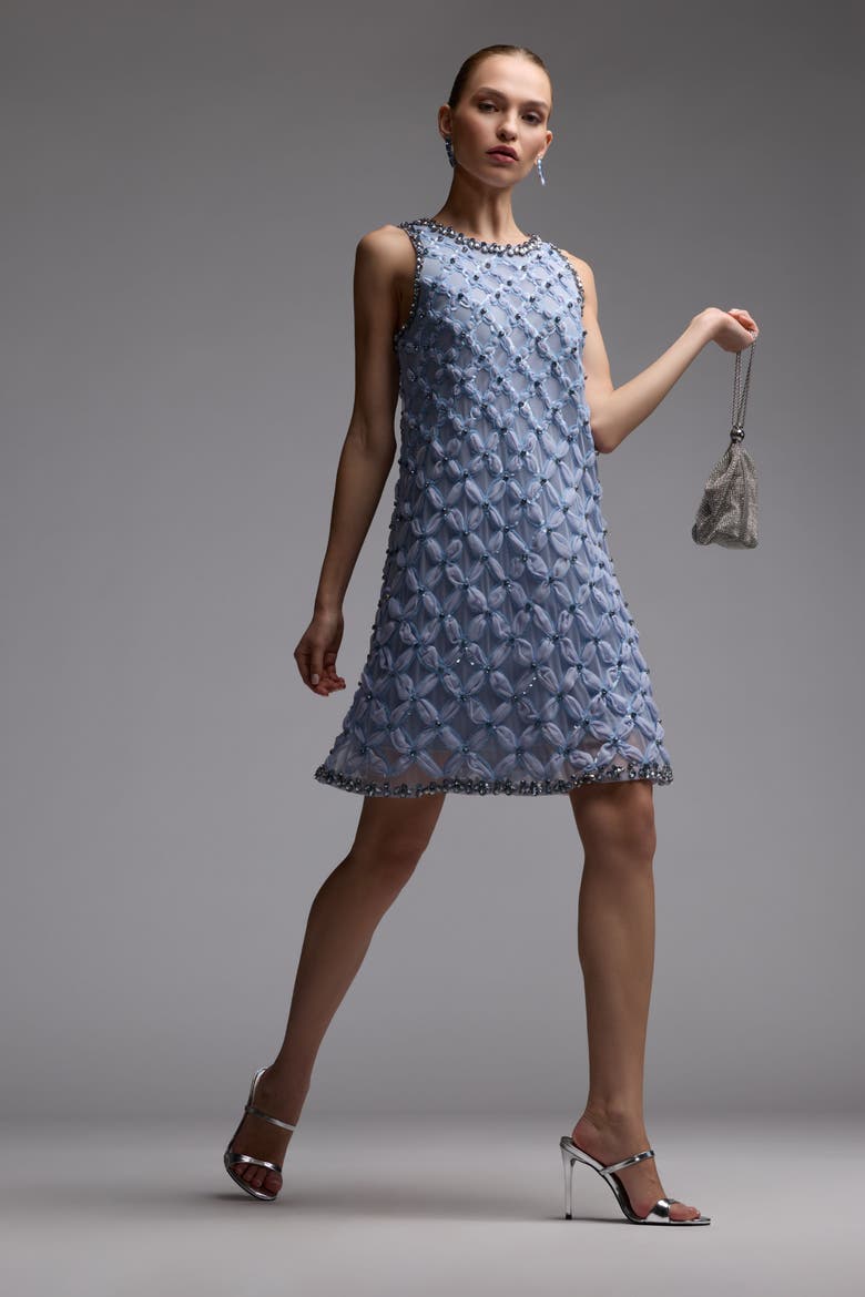Rhinestone Embellished Sleeveless Mini Dress, Alternate, color, Powder Blue