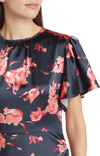 Flutter Sleeve Asymmetric Hem Dress