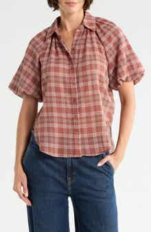 Plaid Bubble Sleeve Shirt