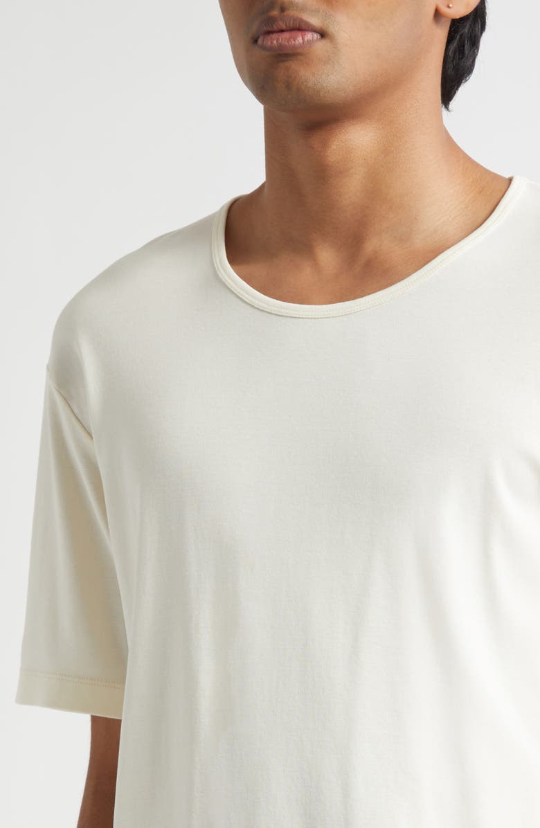 Lemaire Scoop Neck Cotton Rib T-Shirt, Alternate, color, Light Cream