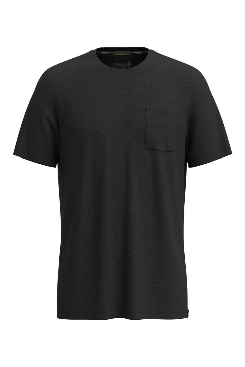 Merino Wool Blend Pocket T-Shirt, Alternate, color, BLACK HEATHER