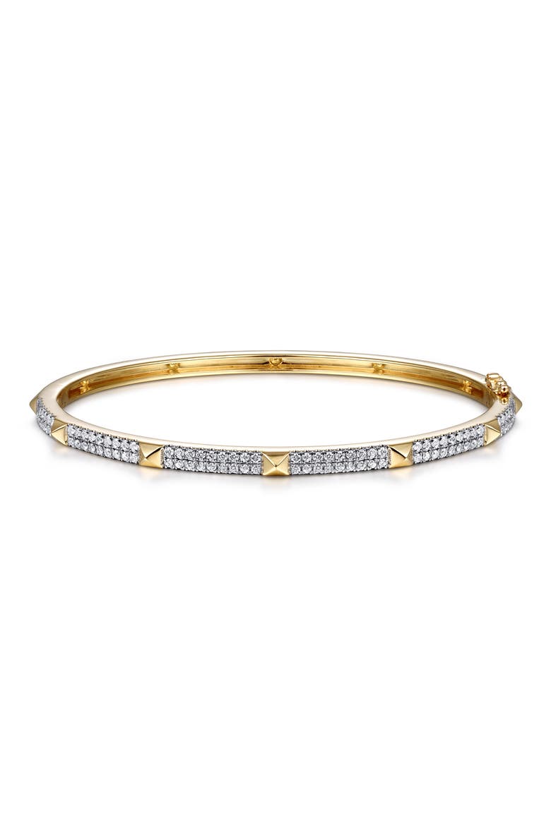 14K Gold Diamond Pavé Bangle with Pyramid Stations, Main, color, 14K YELLOW GOLD