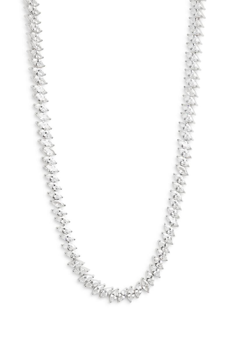 Marquise Cubic Zirconia Eternity Necklace, Main, color, CLEAR- SILVER
