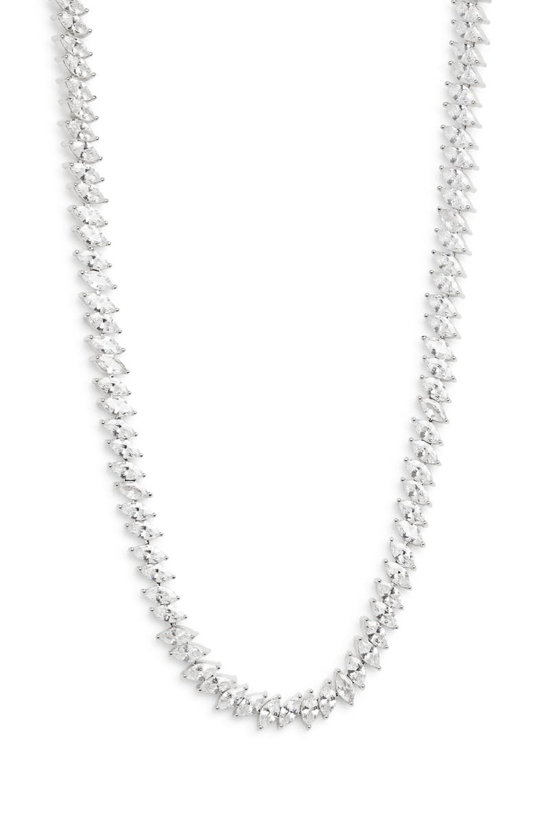 Nordstrom Marquise Cubic Zirconia Eternity Necklace, Main, color, Clear- Silver