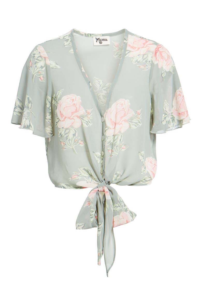 Tortuga Tie Front Crop Top, Alternate, color, SWEETHEART SAGE