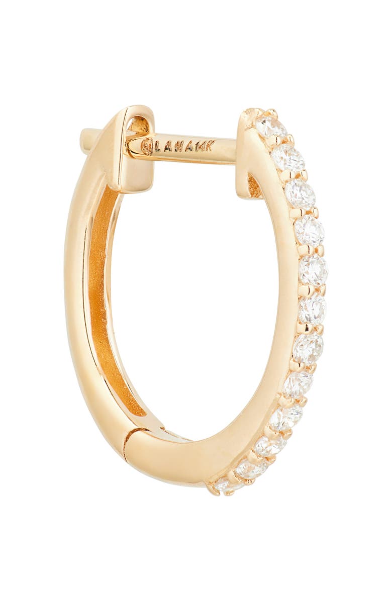 LANA 14K Gold Mini Diamond Huggie Hoop Earrings, Alternate, color, Yellow