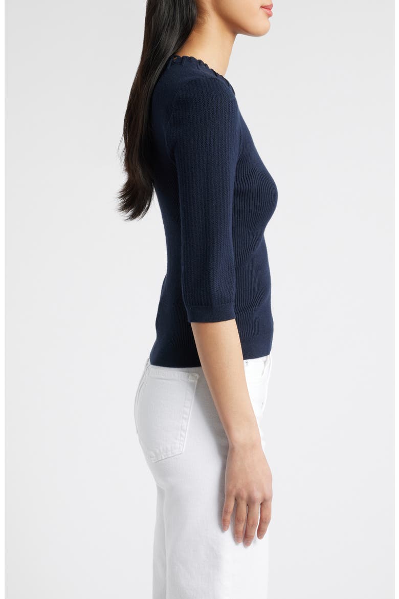 Elbow Sleeve Rib Sweater, Alternate, color, NAVY