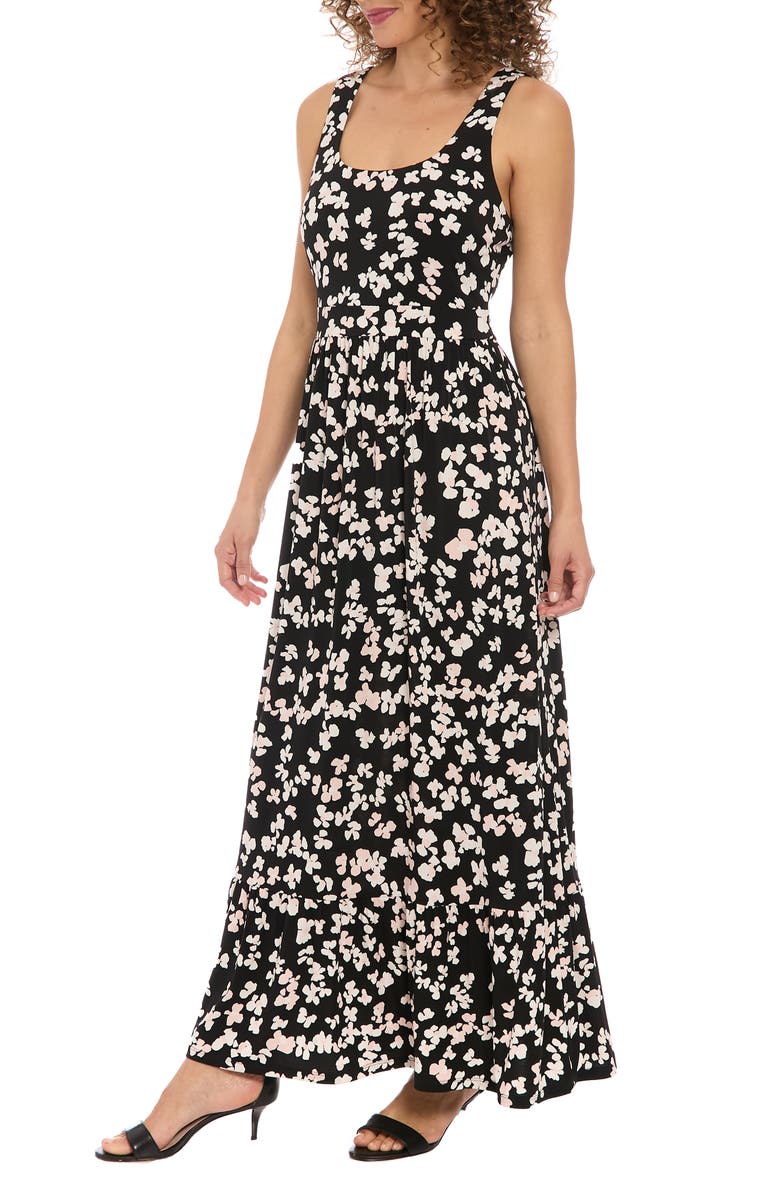 London Times Floral Maxi Dress, Alternate, color, Black Cream