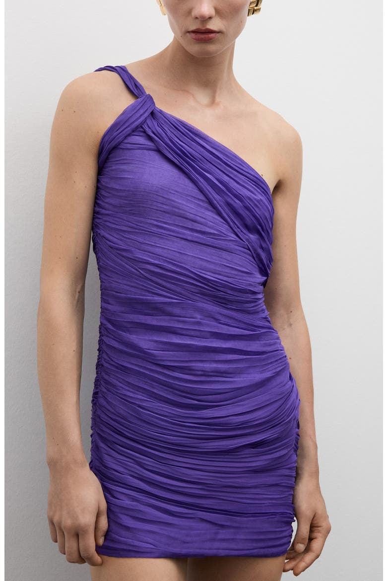 Ruched One-Shoulder Minidress, Alternate, color, PURPLE
