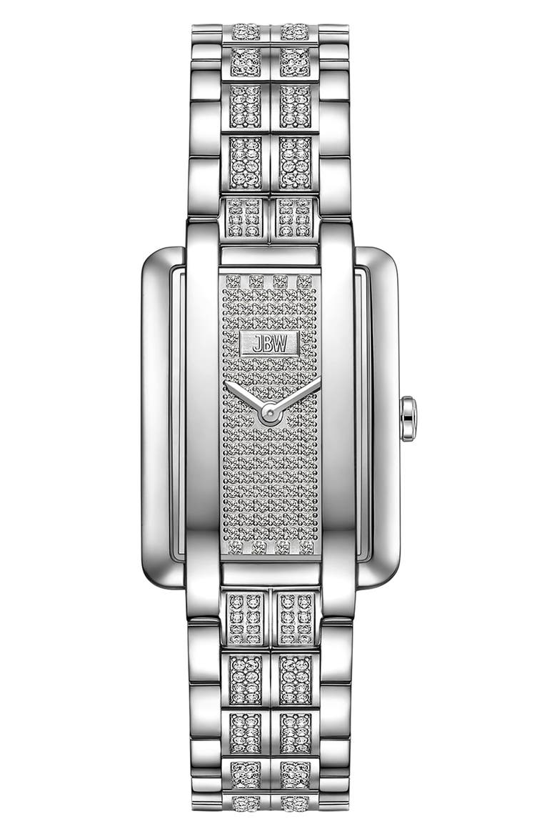 Mink Petite Lab Created Diamond Bracelet Watch, 23mm x 8mm, Main, color, SILVER/ SILVER