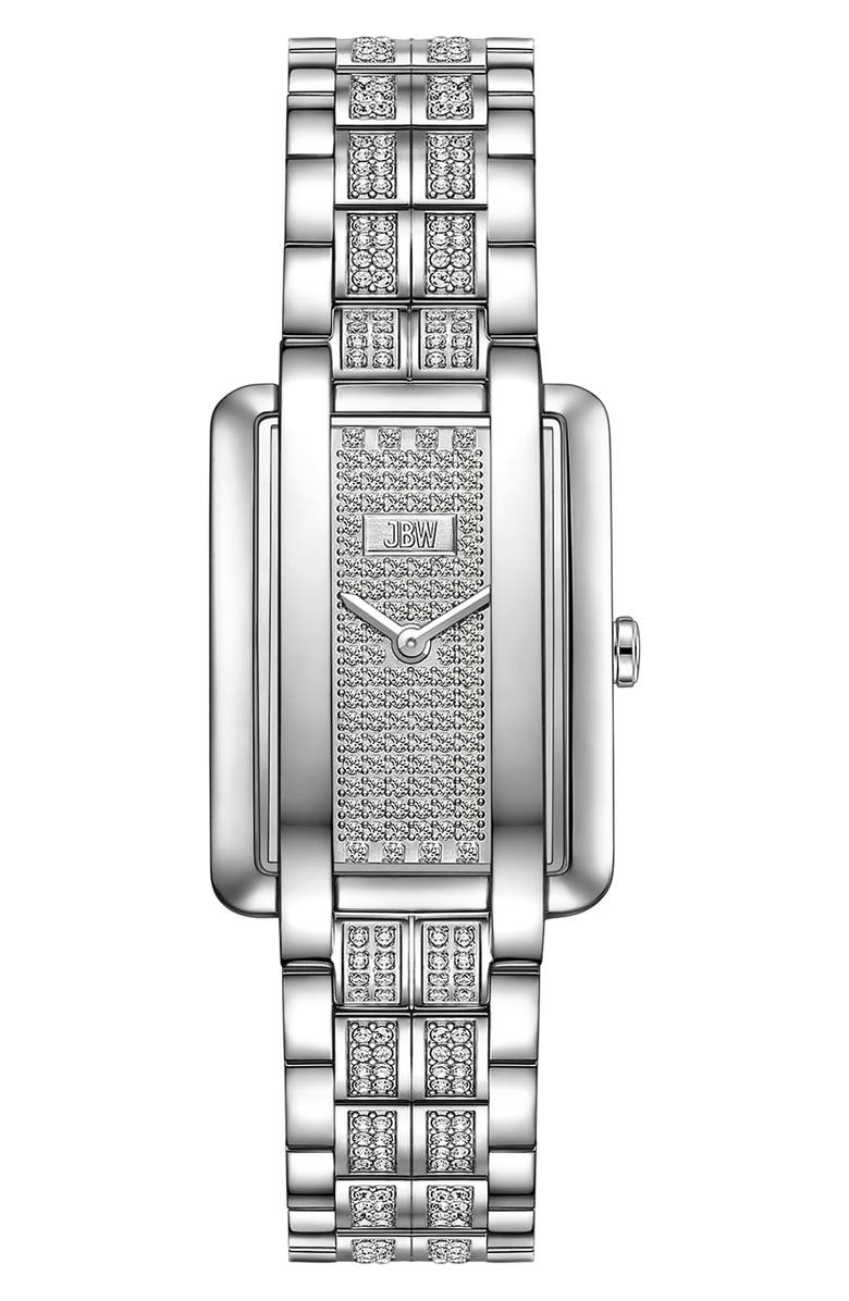 JBW Mink Petite Lab Created Diamond Bracelet Watch, 23mm x 8mm, Main, color, Silver/ Silver