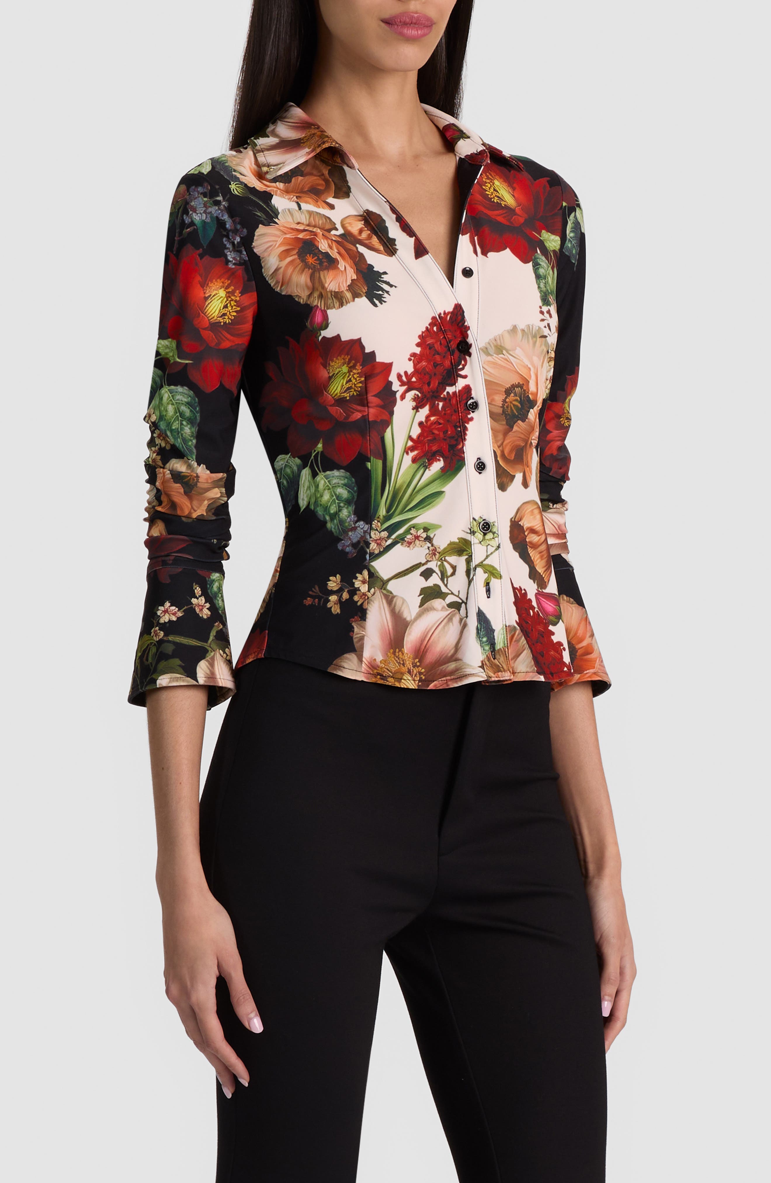 ALICE + OLIVIA Freya Nipped Waist Button Down Top (Women) | Nordstrom
