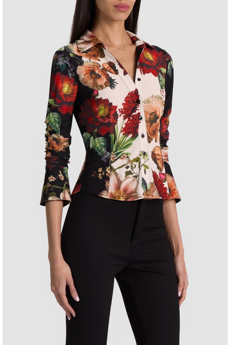 Freya Nipped Waist Button Down Top, Alternate, color, FLORAL RADIANCE