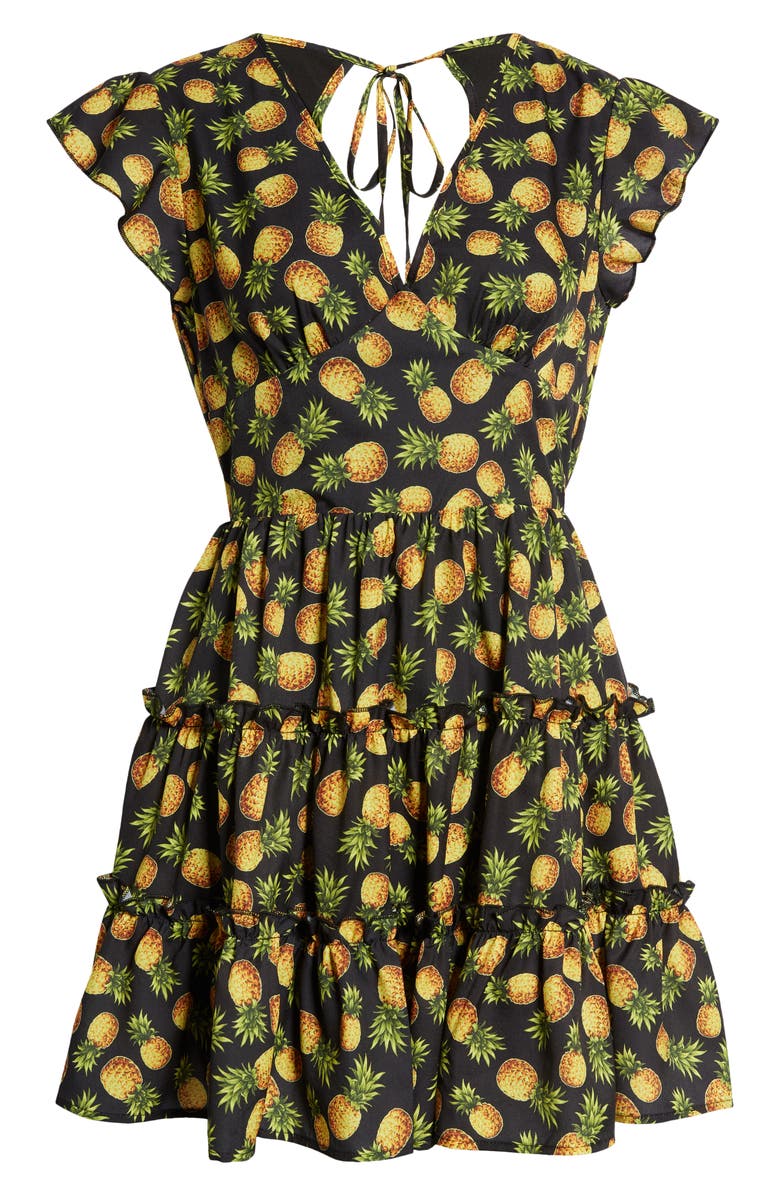 AREA STARS Pineapple Print Minidress, Alternate, color,