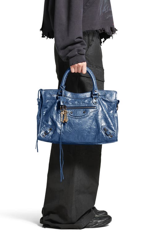 Balenciaga Le City Medium Crinkled Leather Top-handle Bag