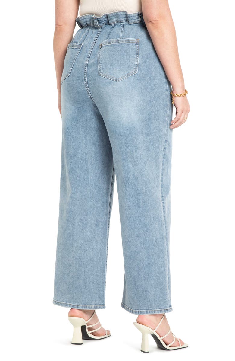 ELOQUII Paperbag Waist Wide Leg Jeans, Alternate, color, 
