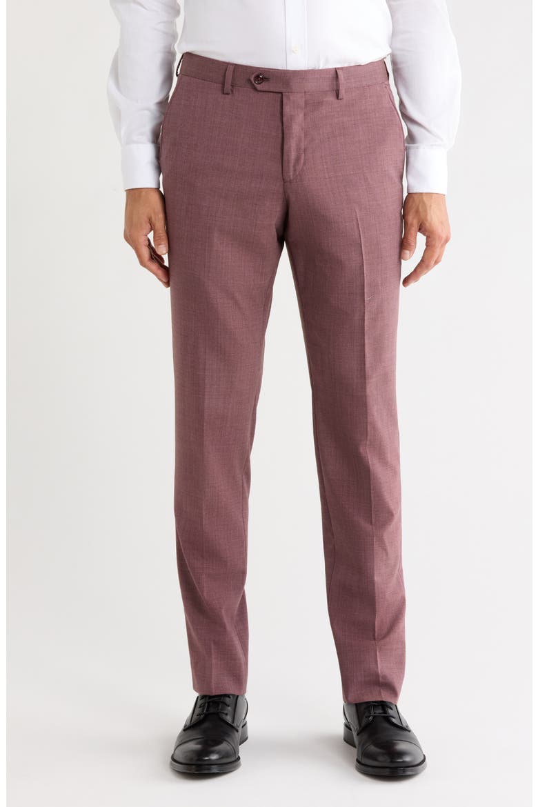 Microcheck Wool Blend Suit Pants, Main, color, MAUVE