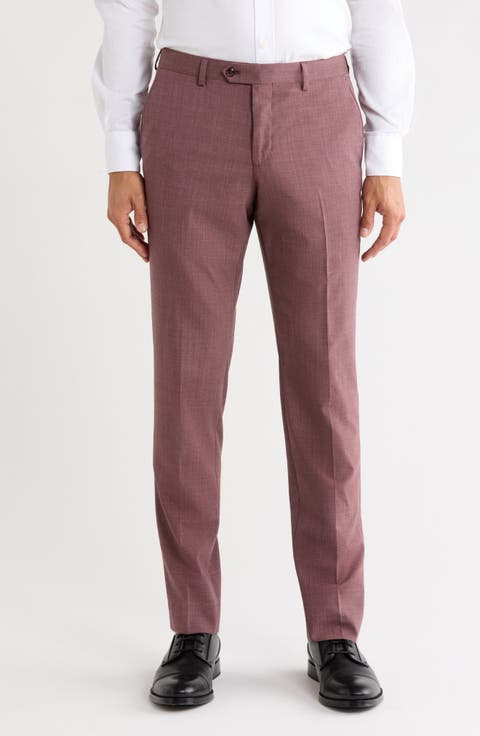 Microcheck Wool Blend Suit Pants