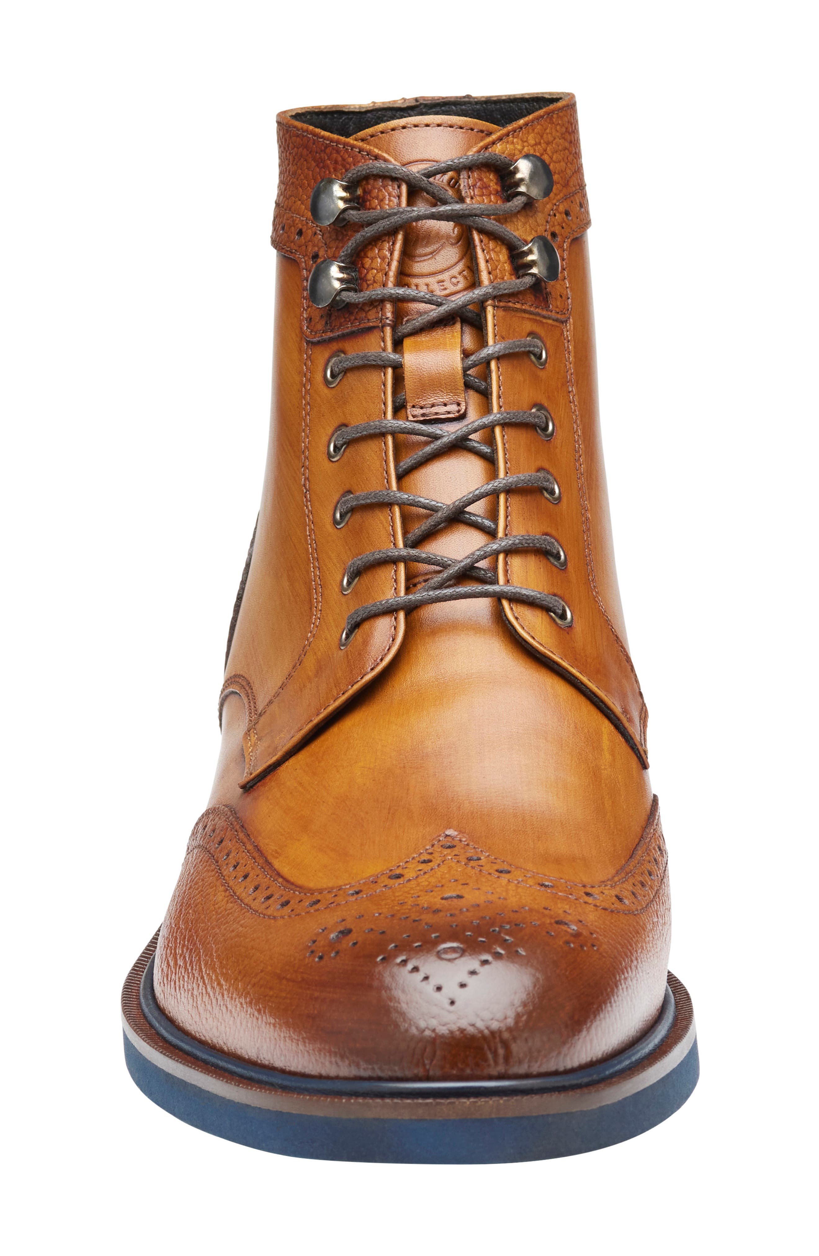 Johnston & Murphy Hartley Wingtip Boot, Alternate, color, Tan Hand-Stained It Calfskin