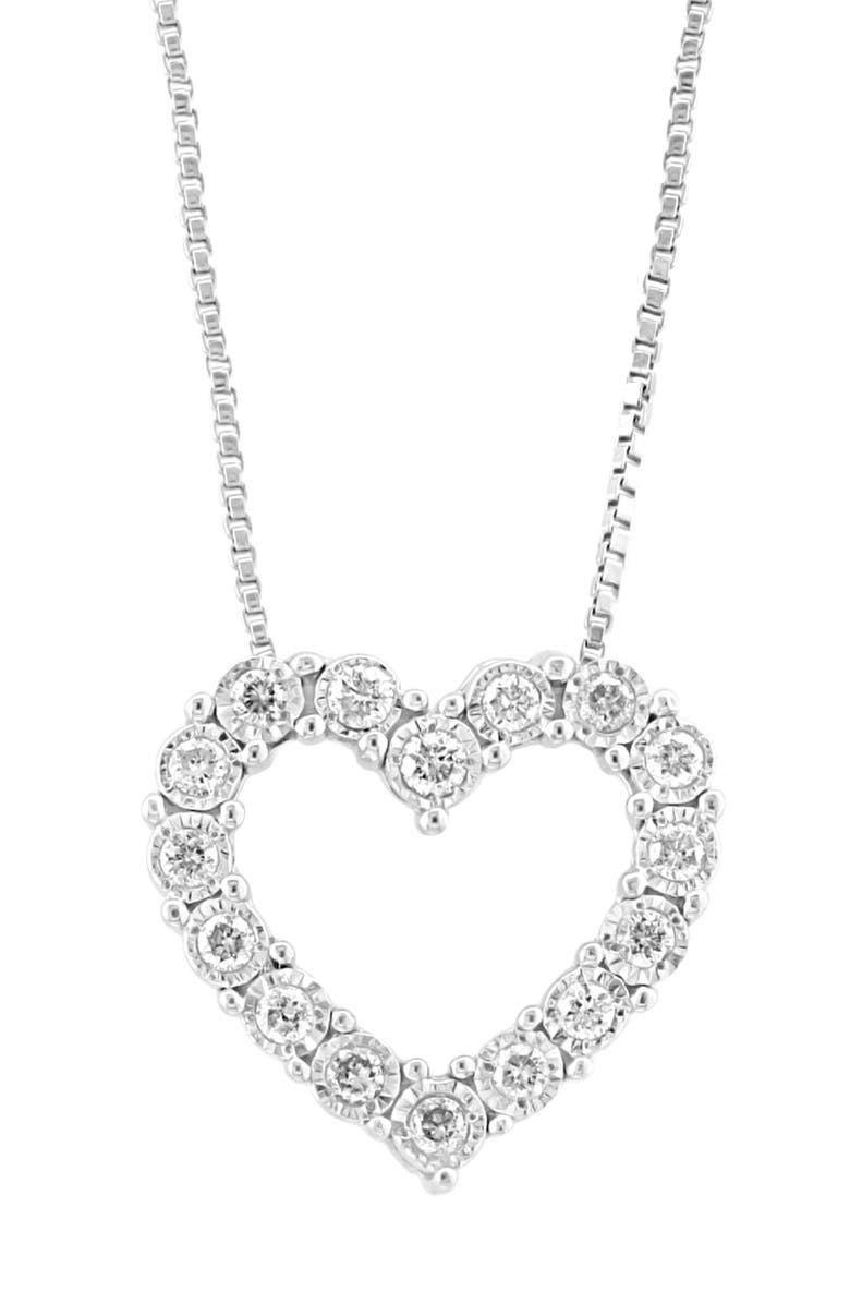 EFFY Sterling Silver Diamond Heart Pendant Necklace, Alternate, color, White