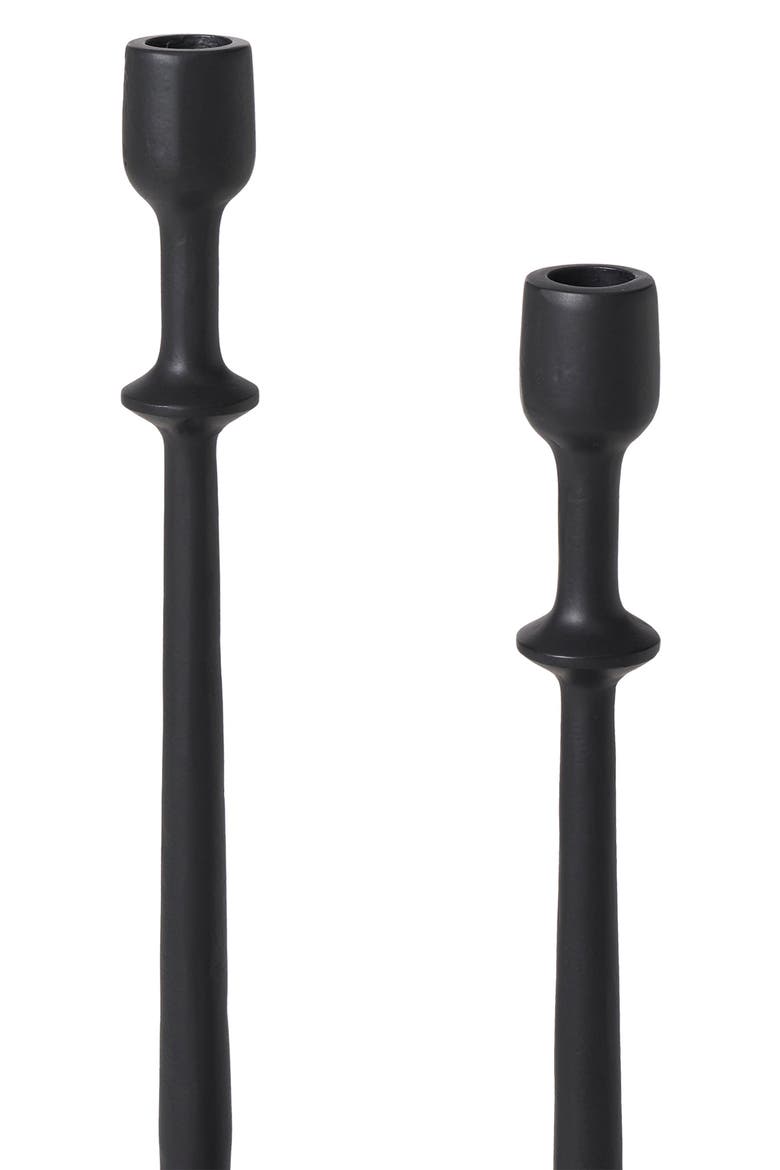 Set of 2 Candleholders, Alternate, color, BLACK