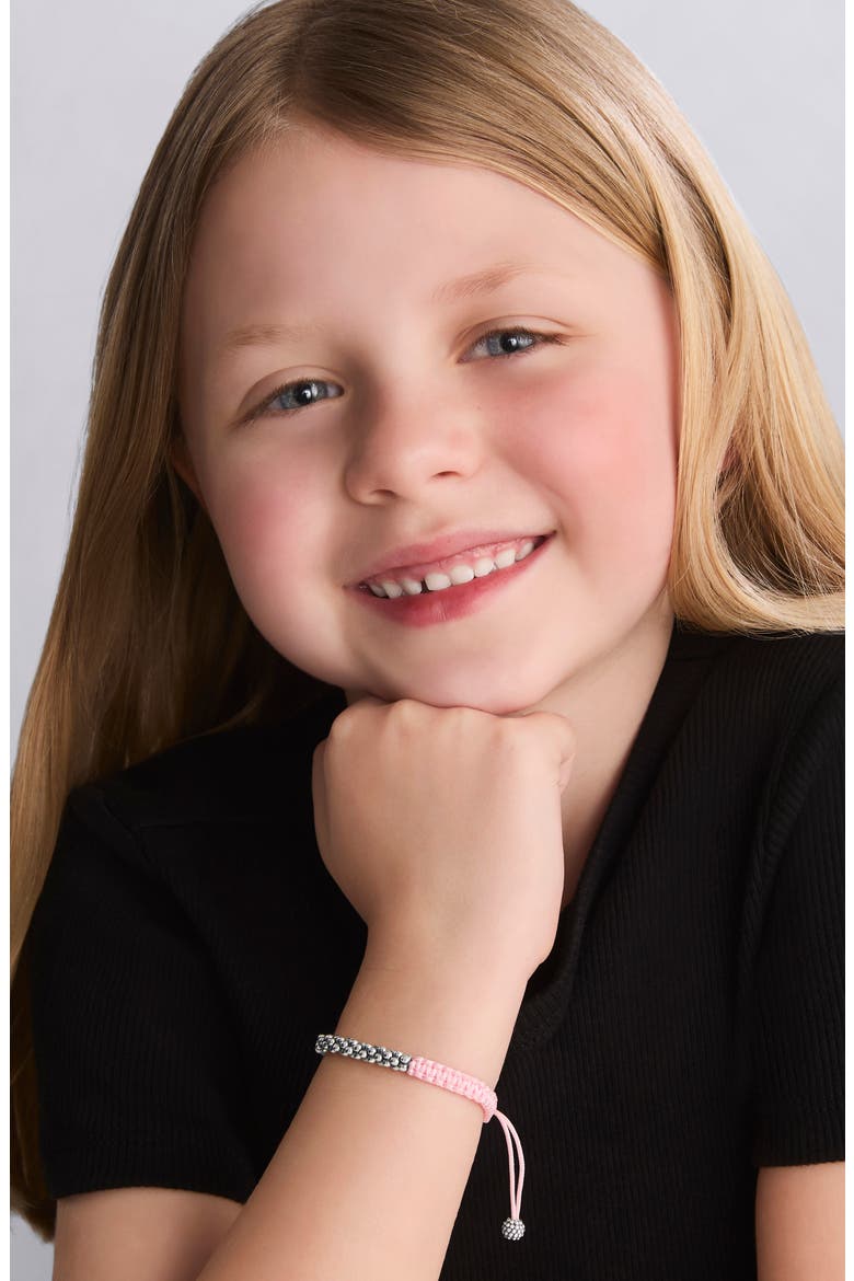 Kids' Kinder Caviar Macramé Slide Bracelet, Alternate, color, PINK