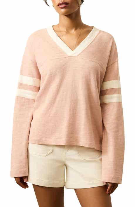 Sunwashed Slub V-Neck Long Sleeve Organic Cotton Top